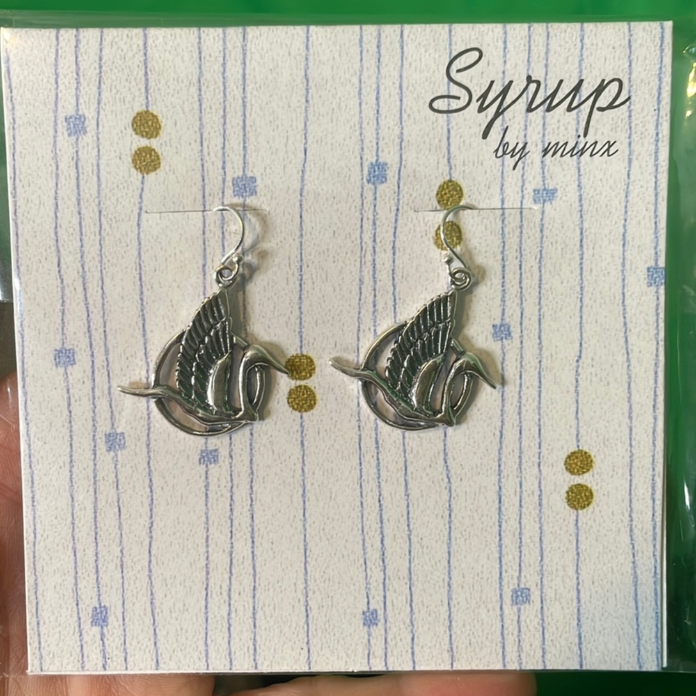 NWT minx jewelry earrings swans vintage retro 0.925 silver